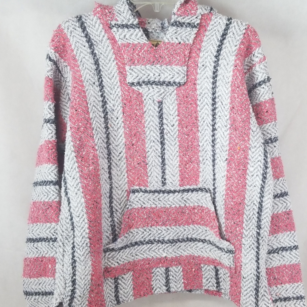 Pink and White Women's Baja Hoodie